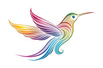 Obraz premium logo of Flaying hummingbird Bird Colorful vector Style. colibri icon