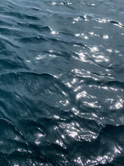 Sunlight sparkles over the rippling blue sea, capturing a moment of nature's pure elegance. Each wave reflects a new story of the ocean's life