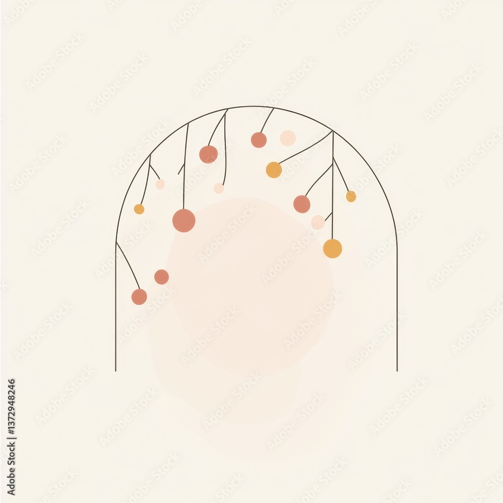 Aufkleber minimalistic logo design featuring festive lights forming an elegant arch against a soft pastel back