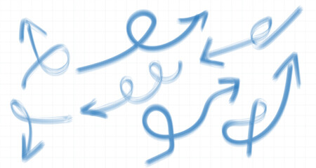 Collection of drawn arrows, icons, signs .Set of simple flat arrows isolated on white background. Arrow icons and arrow colour. Stock vector. EPS10.