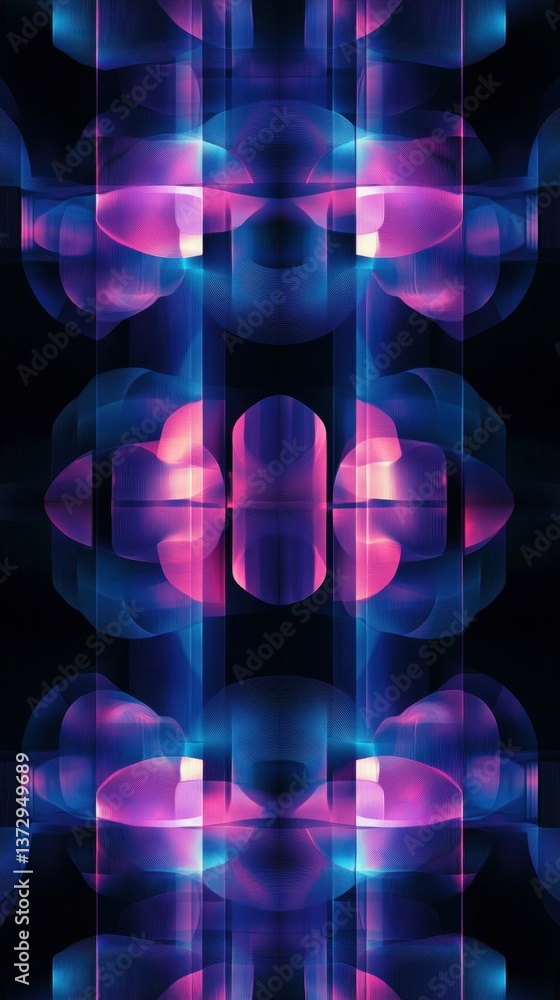Poster abstract geometric pattern: a mesmerizing, abstract geometric pattern composed of vibrant blue and p