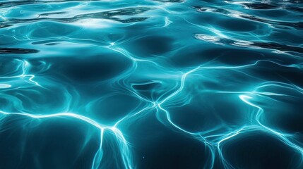 Deep, vibrant turquoise water surface with light reflections