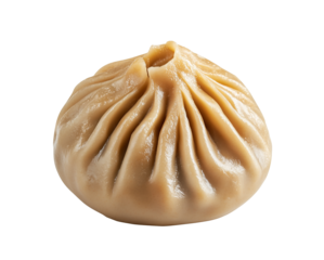 Steamed dumpling with pleated design on transparent background