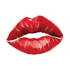 Fototapeta premium Red lip print digital vector illustration isolated on white background