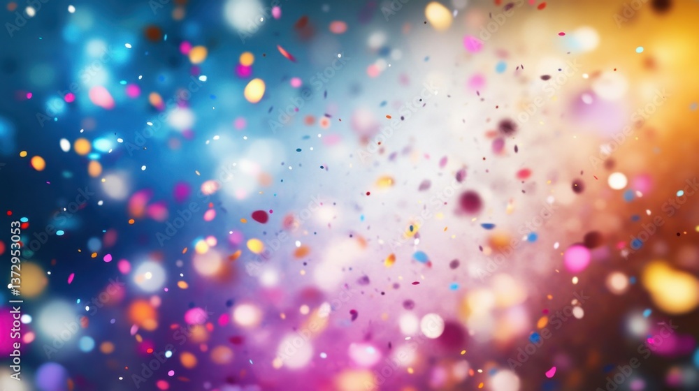Poster a digital and futuristic design with colorful particles floating in the air,