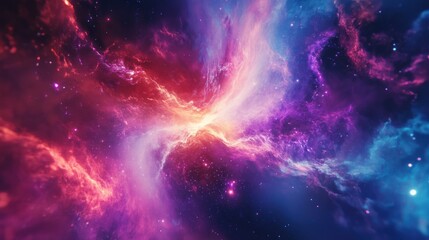 Naklejka premium A Colorful Abstract Depiction of an Evocative Cosmic Nebula