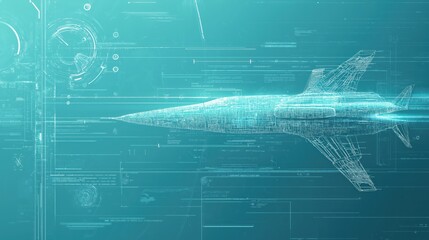 digital plane, jet technology background, illustration