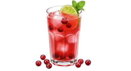 Isolated Cranberry Juice with Lime and Ice