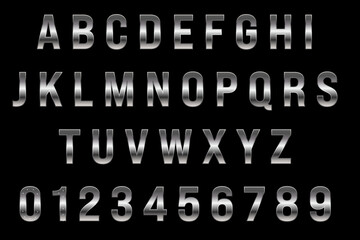 alphabet silver on black background