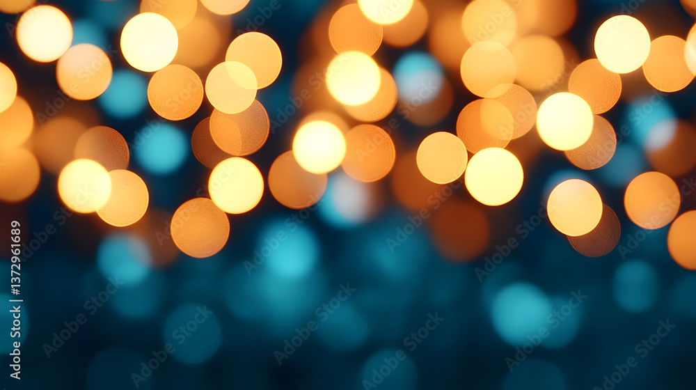 Aufkleber abstract bokeh lights in shades of golden yellow and serene teal create an enchanting and visually c