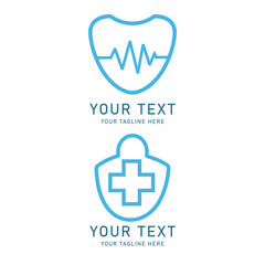 Obraz premium Medical Shield Heartbeat Logo Set, Geometric Symbol Design, Isolated on White