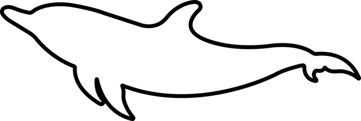 Fototapeta premium Jumping dolphin fish icon in line. isolated on transparent background