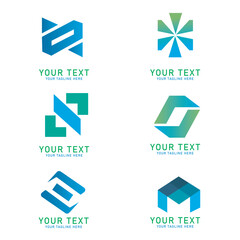 Abstract Geometric Logo Set, Modern Symbol Design, Isolated on White