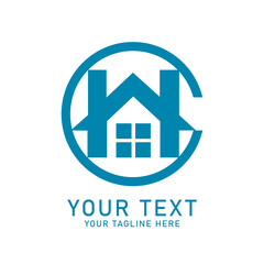 House Circle Logo, Geometric Home Symbol Design, Isolated on White