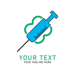 Syringe Logo Design, Medical Injection Symbol, Isolated on White