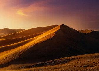 Majestic Sand Dunes at Sunset with Vibrant Sky