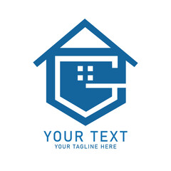 Abstract Home Letter G Logo, Hexagon House Design, Isolated on White