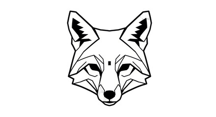 Isolated Geometric Fox Head Outline
