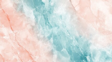 Fototapeta premium Pastel teal and peach marble texture background; design element