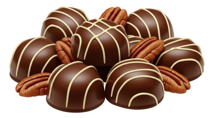 Isolated Chocolate Truffles with Pecans
