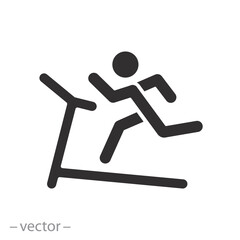 training sport, treadmill icon, fitness exercise in gym, flat vector illustration