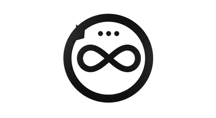 Isolated Infinity Symbol in Circle, 3D Render