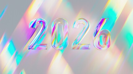 Happy New Year 2026. Rainbow modern style design illustration with light effect, background for banner or poster