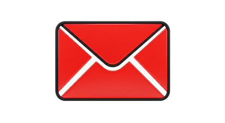 Isolated Red Mail Envelope, 3D Render