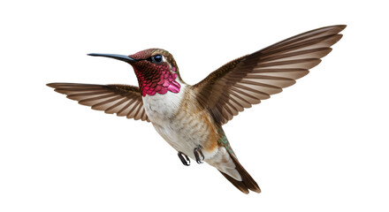 Isolated Ruby-Throated Hummingbird in Flight