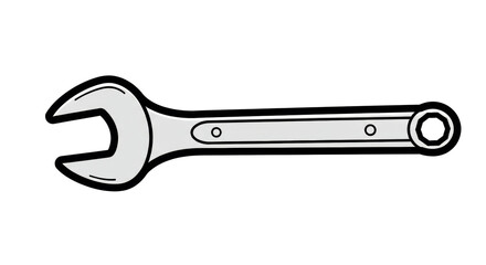 Isolated Wrench Icon, Outline Style