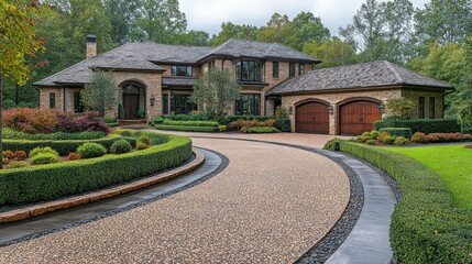 Elegant Estate Home with Winding Driveway