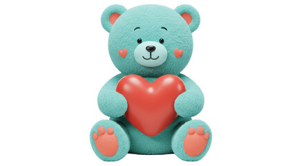 Isolated Cute Teddy Bear Holding a Red Heart