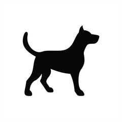 Stylized black dog silhouette in a minimalist vector illustration