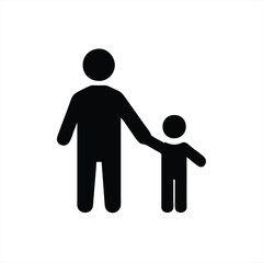 Father and child holding hands in a simple vector illustration