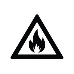 Warning sign indicating flammable material in a triangular shape