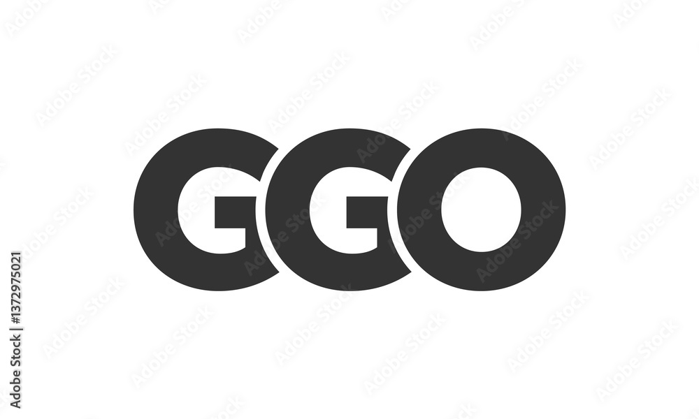 Poster GGO logo design template with strong and modern bold text. Initial based vector logotype featuring simple and minimal typography. Trendy company identity.