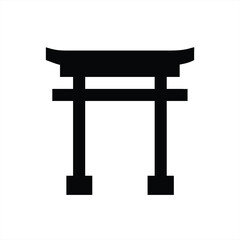 Elegant black torii gate silhouette in vector style design