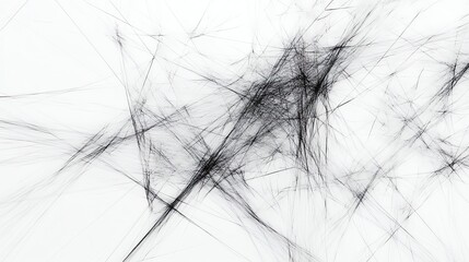 Fototapeta premium Abstract black lines on a white background create a chaotic yet delicate web-like structure.