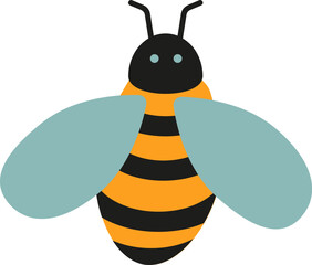 Vibrant cartoon illustration of a bee a playful, springtime, or children's content