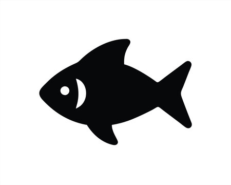 Vector illustration of a black fish silhouette on white background