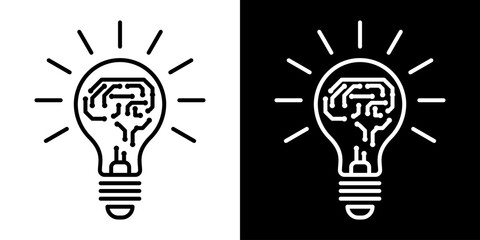 Light Bulb icon, vector isolated on white background. Idea sign, solution, inspiration, thinking concept. Lighting Electric lamp, electricity, shine, shiny. Flat style for graphic design, logo, web