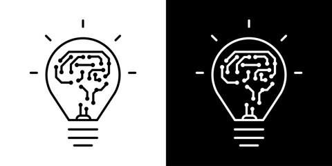 Light Bulb icon, vector isolated on white background. Idea sign, solution, inspiration, thinking concept. Lighting Electric lamp, electricity, shine, shiny. Flat style for graphic design, logo, web