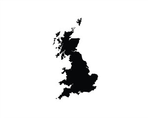 Vector illustration of the map of the United Kingdom in black