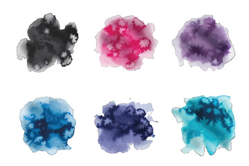 Artistic Watercolor Elements in Vivid Colors