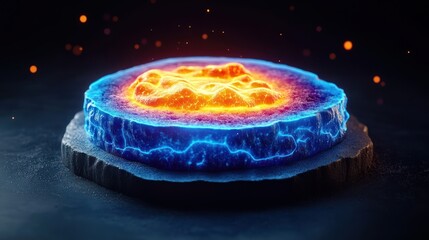 Fiery, glowing, circular, geological structure