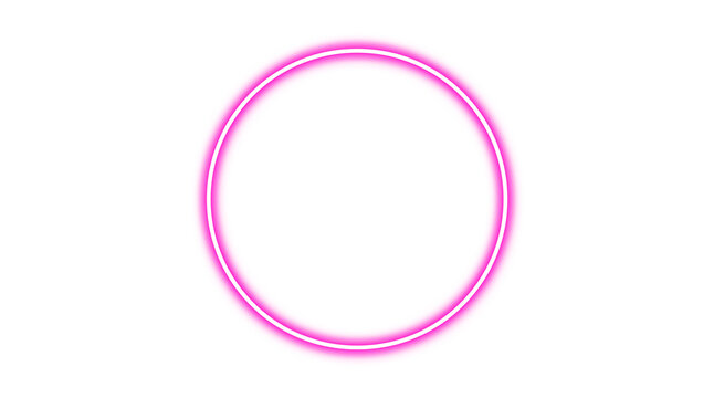 Pink neon long line glowing circle round. Pibk neon light line sparkle png