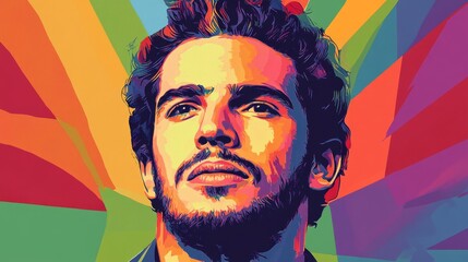 Portrait of a man with a beard against a colorful