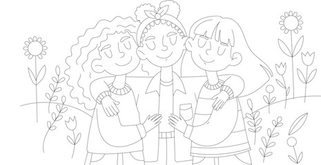 friends love hugging each other