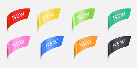 Set of New tag ribbon banner colorful vector.
