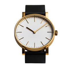Simple Gold Minimalist Watch with Clear Face Isolated on Transparent Background